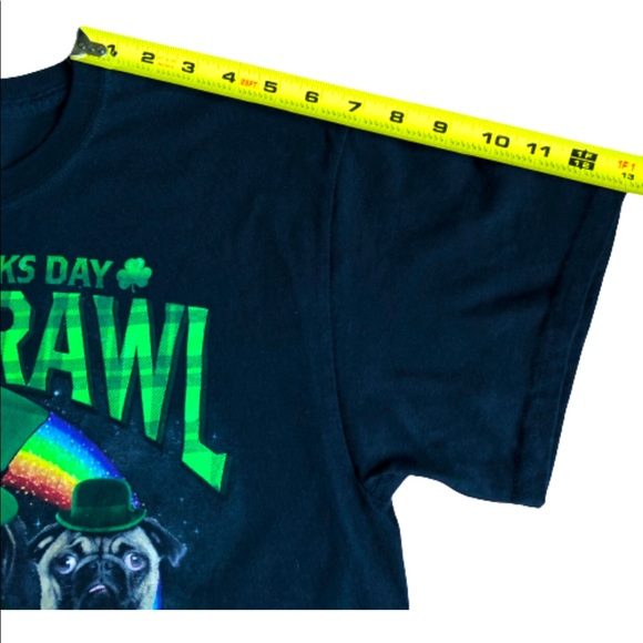 ST. PATRICK'S DAY PUG CRAWL Tee Shirt Short Sleeve Black Medium UNISEX - Picture 6 of 12